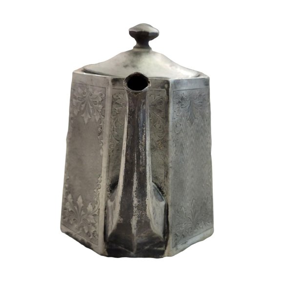 Homan Mfg Company Coffee Tea Pot Hinged Lid 3613 Quadruple Plate Special Metal 5 - Picture 3 of 12